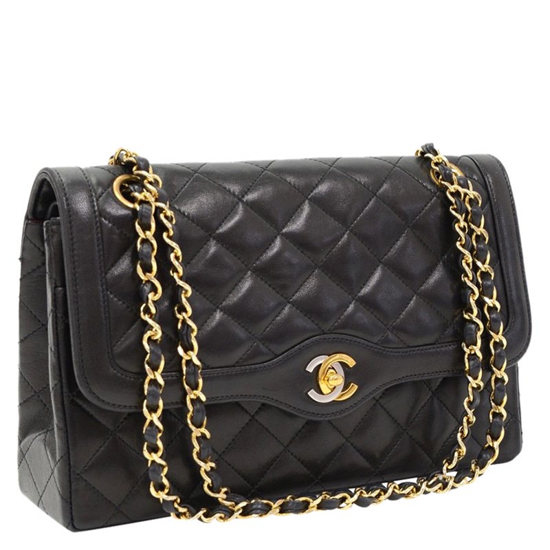 Chanel Black Quilted Lambskin Paris Limited Edition Double Flap Bag ...