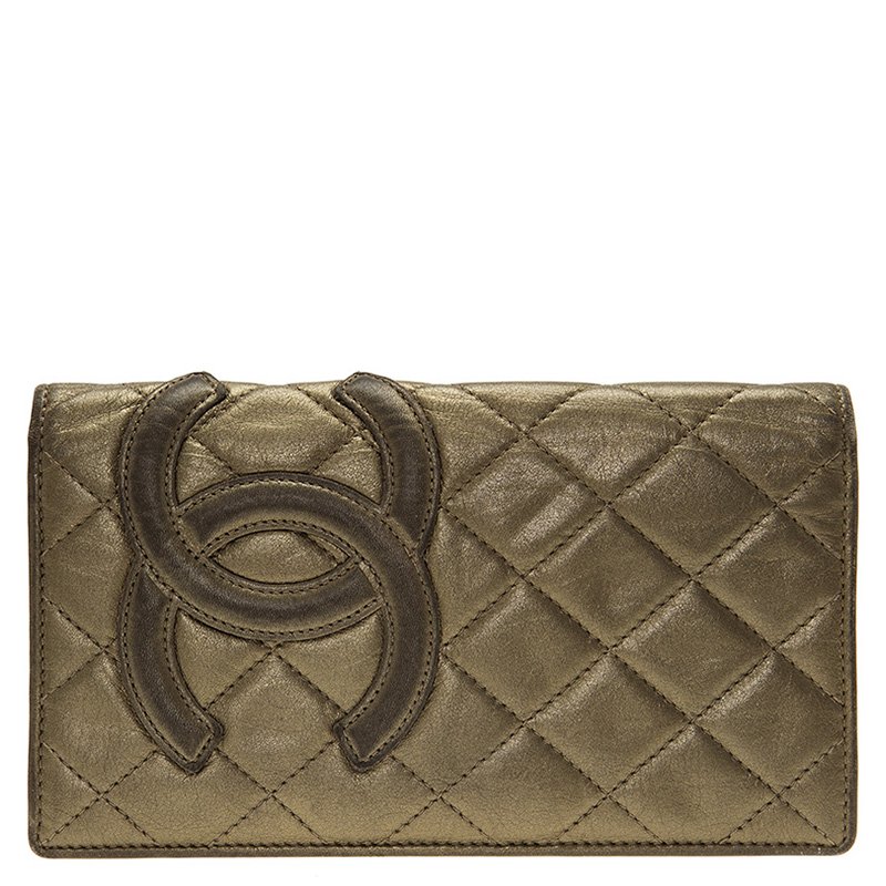 مملوكة مسبقًا Chanel Bronze Quilted Leather CC Cambon Long Wallet