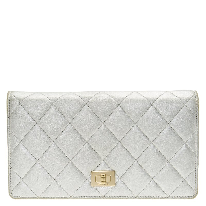 Chanel Silver Quilted Leather Reissue Long Flap Wallet
