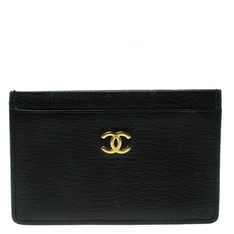 Pre Owned حافظة بطاقات شانيل CC جلد سوداء