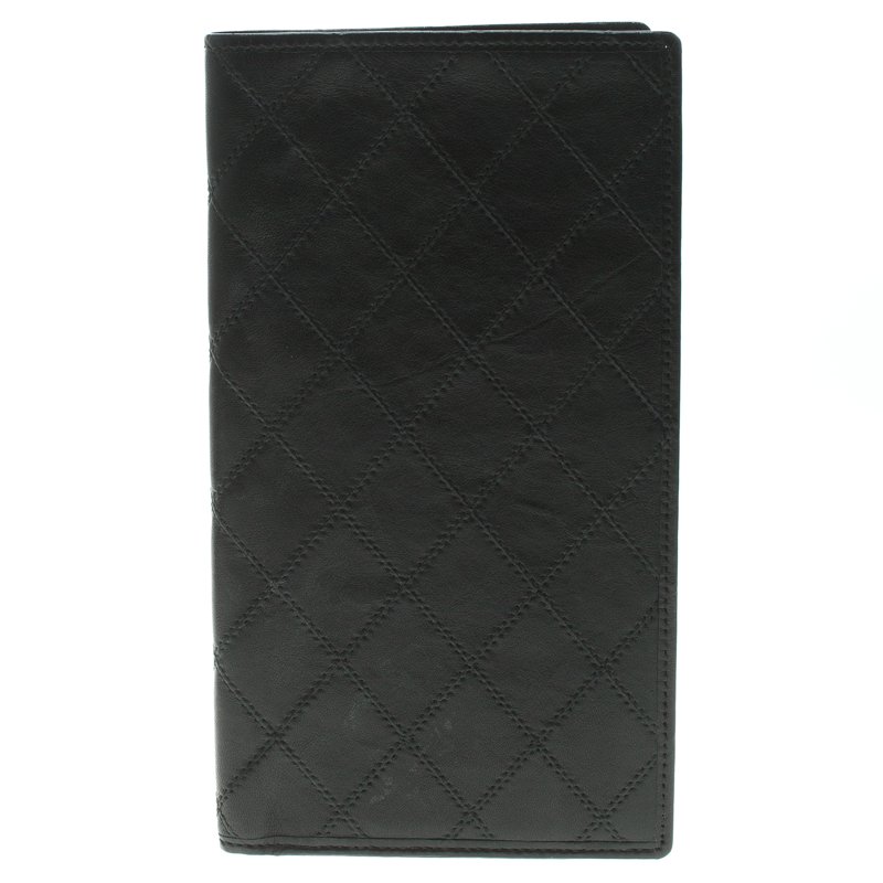 Chanel Black Quilted Leather Checkbook Cover