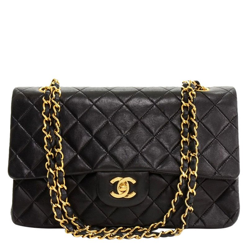 Chanel Black Quilted Lambskin Medium Vintage Double Flap Bag