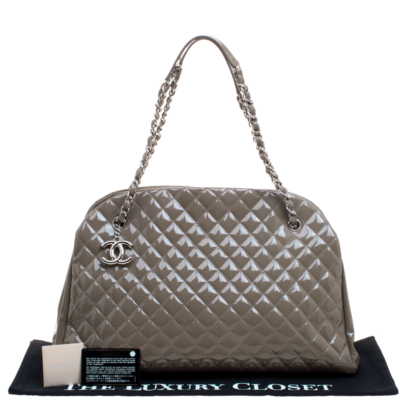 Chanel Moose Green Quilted Patent Leather Large Just Mademoiselle Bowling  Bag