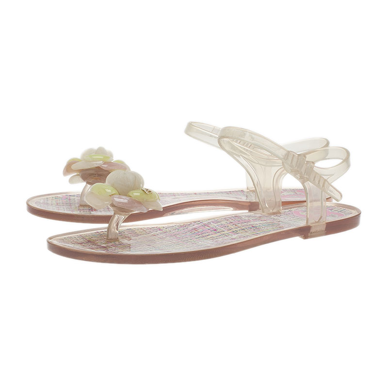 chanel pink jelly sandals