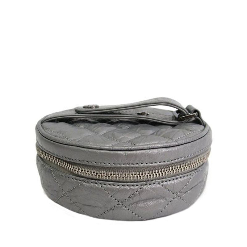 Chanel Vintage Grey Calfskin Leather Pouch