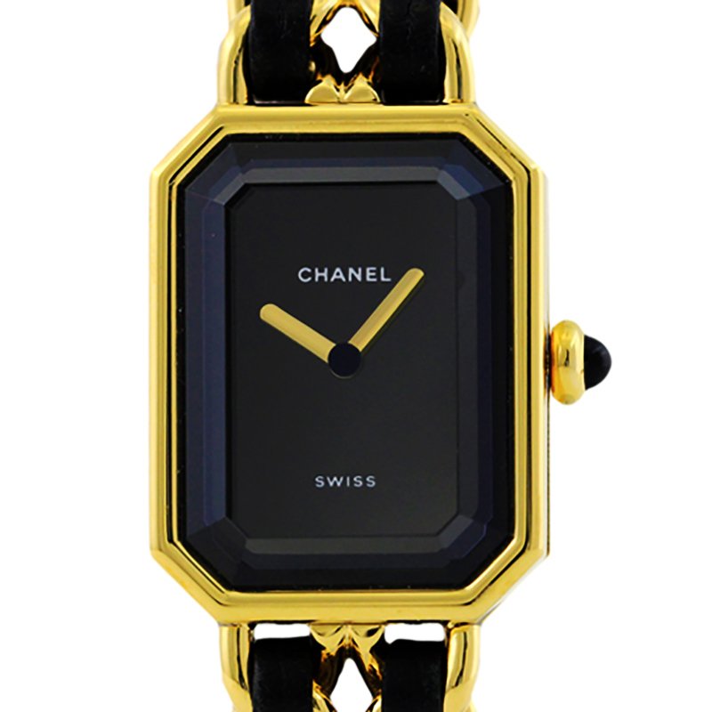 Chanel Black Gold-Plated Steel Première Women's Wristwatch 20MM