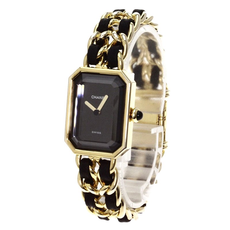 Chanel Black Gold-Plated Stainless Steel Premiere Women's Wristwatch 20MM