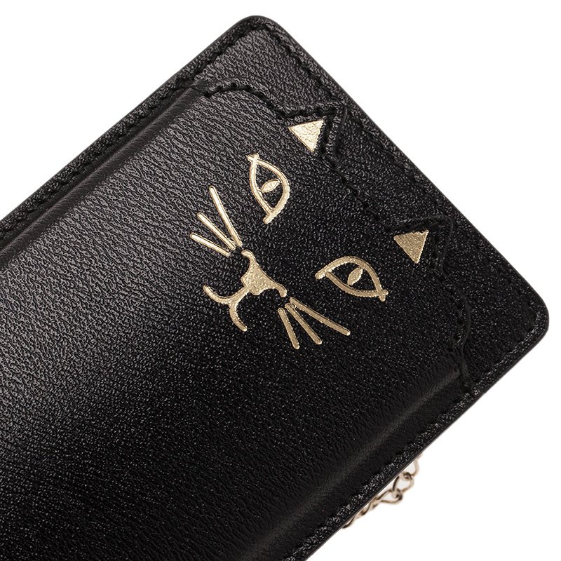 Charlotte Olympia Black Leather Feline iPhone 6 Case with Chain