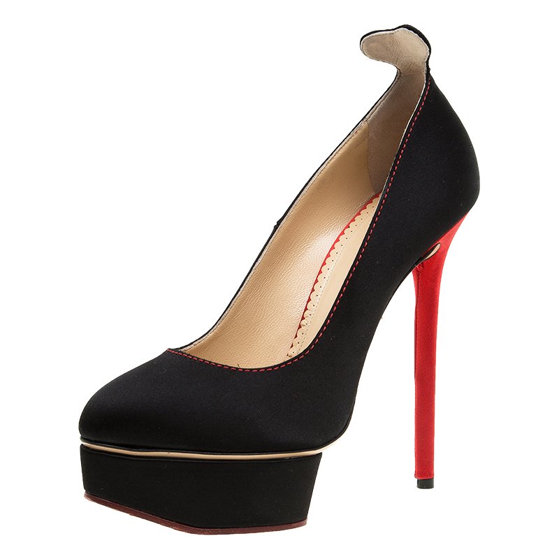 Charlotte Olympia Black Suede Josephine Platform Pumps  Size 38