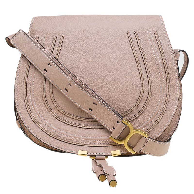 Chloe Blush Nude Leather Medium Marcie Crossbody Bag Chaumet TLC