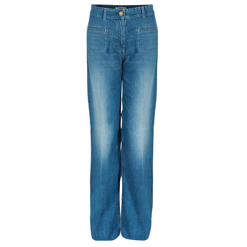 Pre Owned Chloe Blue Flared Denim Pants M