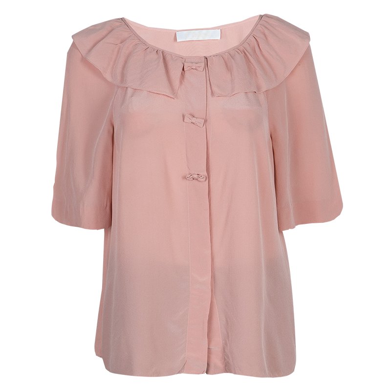 Chloe Blush Pink Silk Top M
