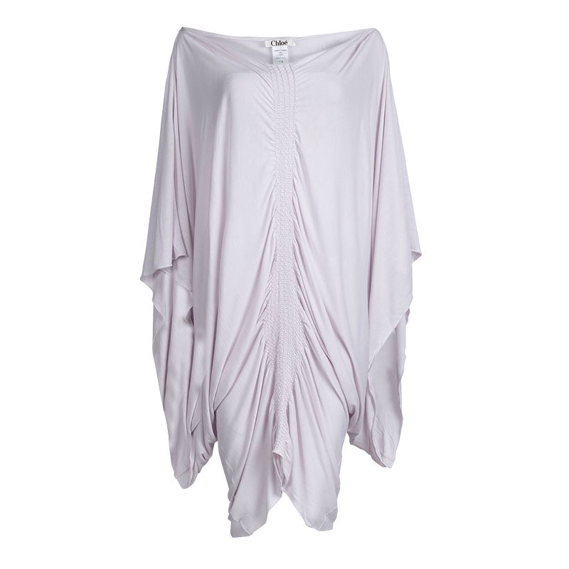 Pre Owned Chloe Pink Jersey Smocking Detail Kaftan Top M