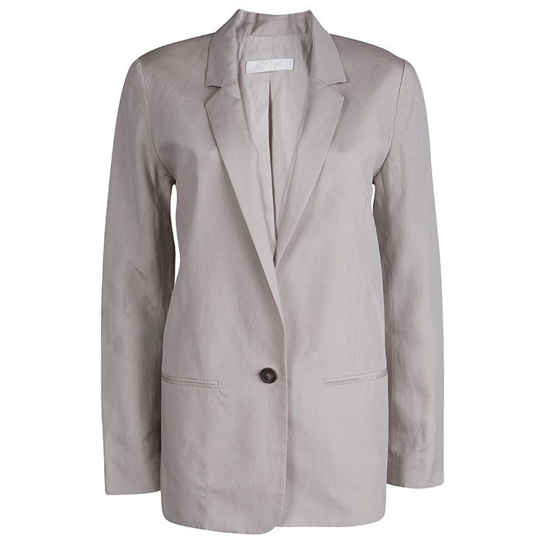 Chloe Beige Notched Collar Tailored Blazer M