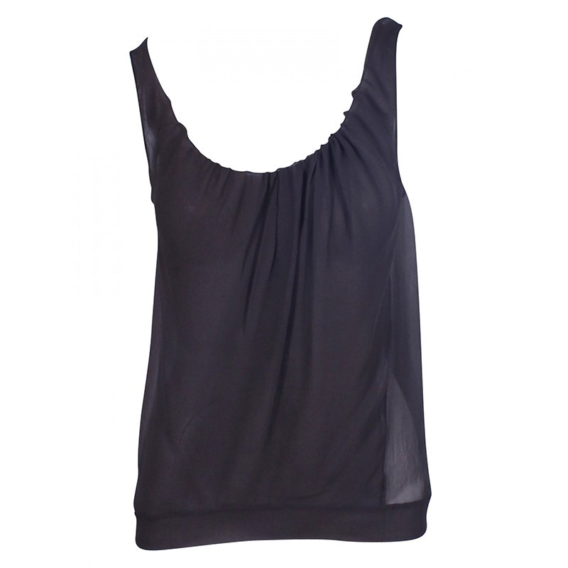 Pre Owned Chloe Dark Grey Gathered Silk Top S