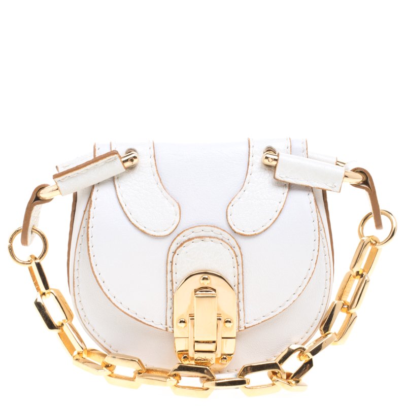Pre Owned Chloe White Leather Chain Pouch