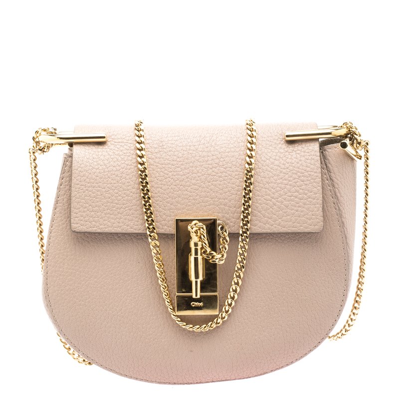 Pre Owned Chloe Beige Leather Small Drew Shoulder Bag