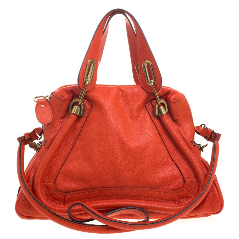 Chloe Orange Leather Medium Paraty Shoulder Bag Chloe | TLC
