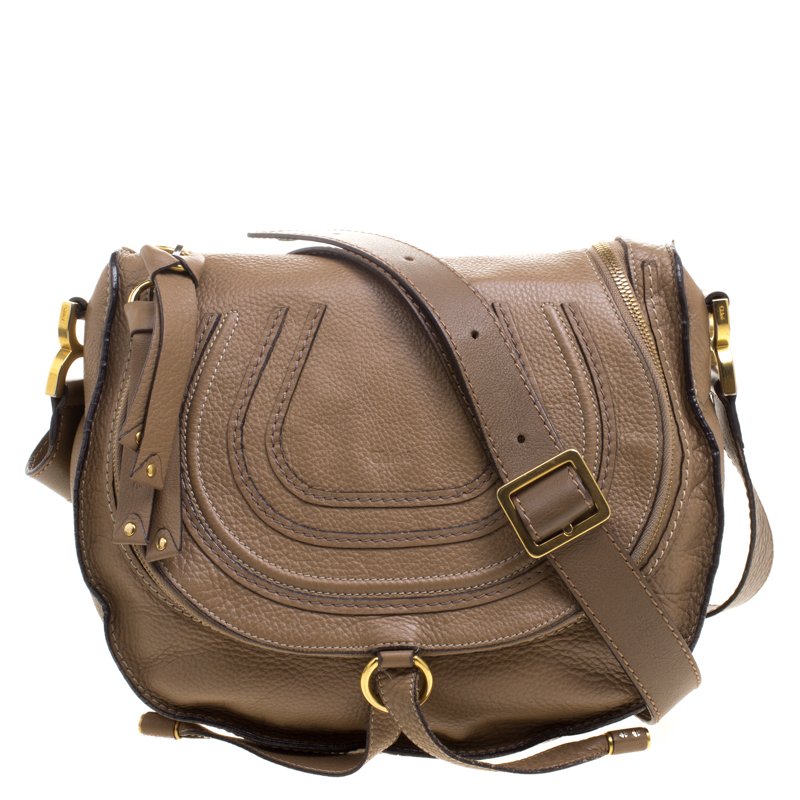 Pre Owned Chloe Brown Leather Medium Marcie Crossbody Bag
