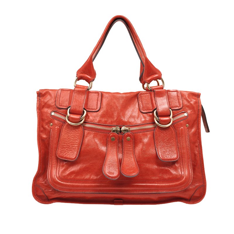 Chloé Red Leather 'Bay' Satchel Handbag