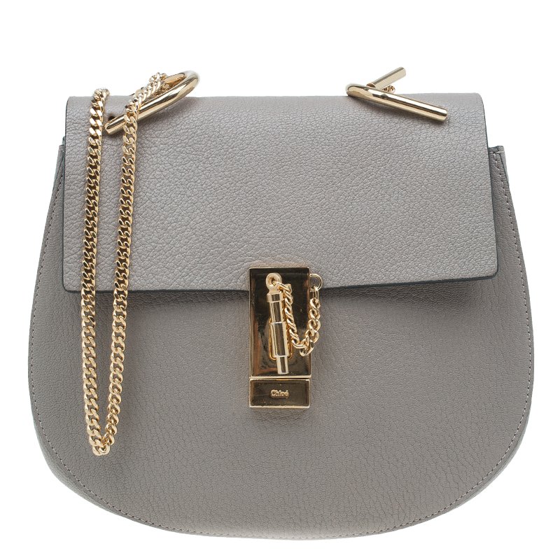 Chloe Grey Leather Medium Drew Shoulder Bag
