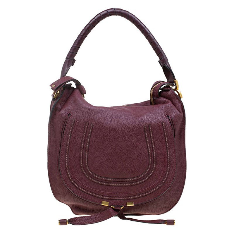Pre Owned Chloe Burgundy Leather Medium Marcie Hobo