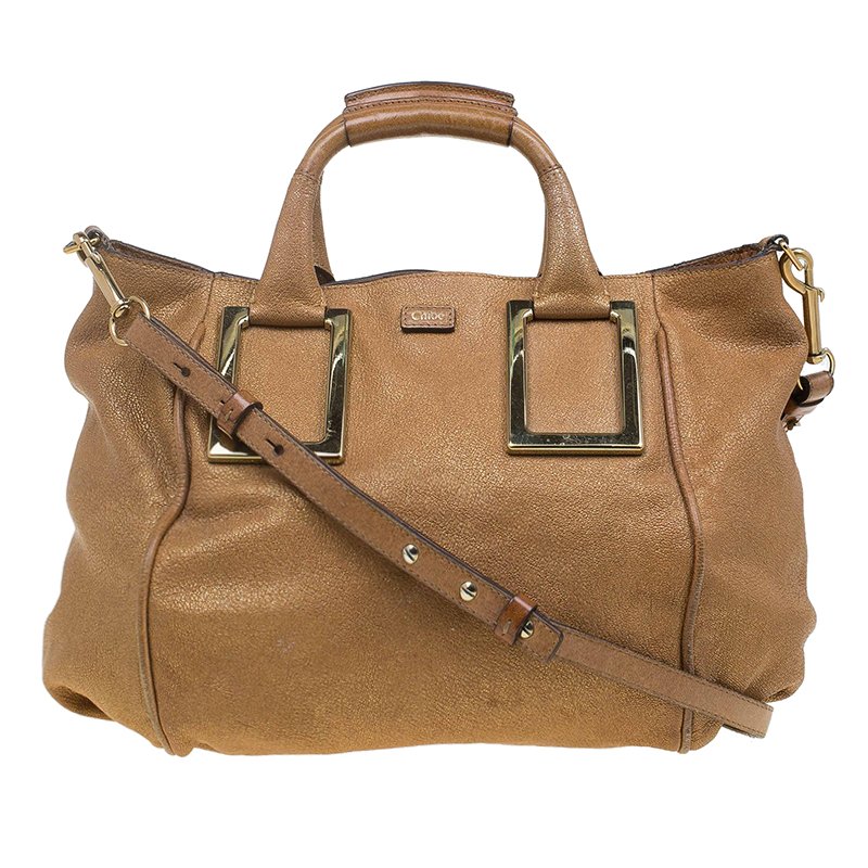 Pre Owned Chloe Metallic Brown Leather Medium Ethel Satchel