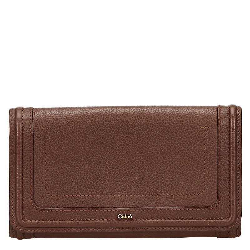 Pre Owned Chloe Brown Leather Paraty Continental Wallet