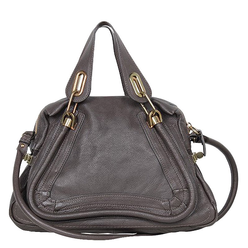 Chloe Grey Leather Paraty Bag