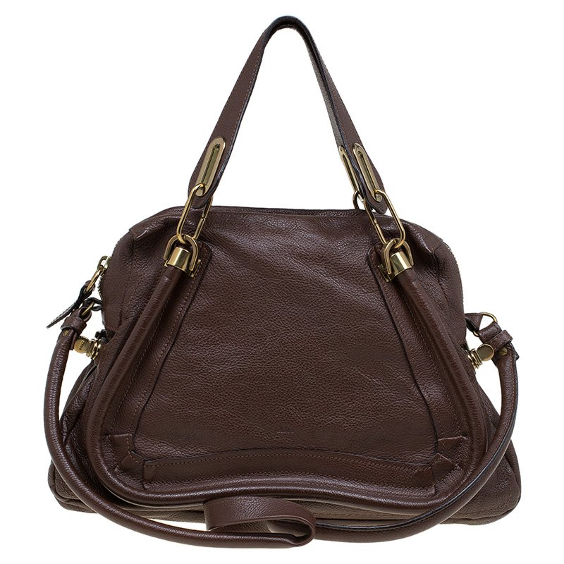 Pre Owned Chloe Brown Leather Medium Paraty Shoulder Bag