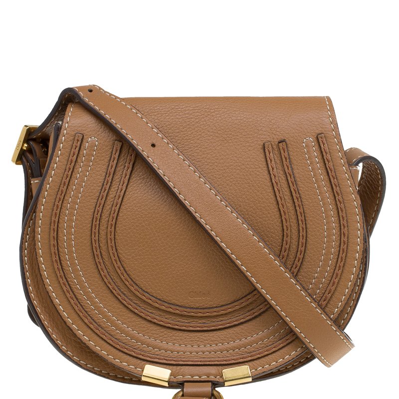 Pre Owned Chloe Brown Leather Mini Marcie Crossbody Bag