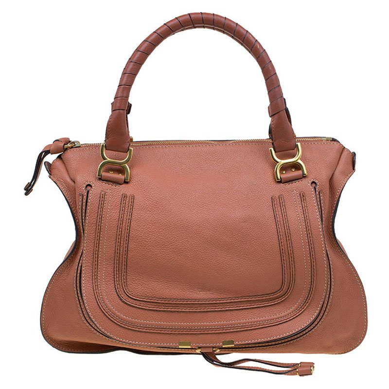 Pre Owned حقيبة كلوي مارسي جلد خوخي كبيرة