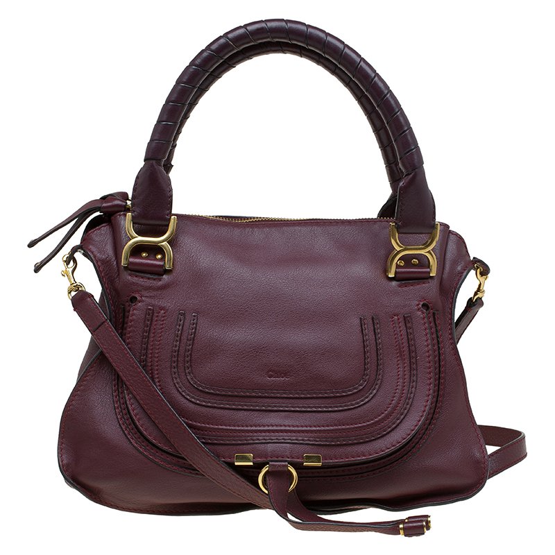 Pre Owned Chloe Burgundy Leather Medium Marcie Satchel