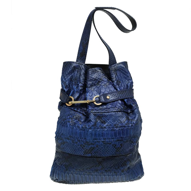 Pre Owned Chloe Blue Python Joan Bucket bag
