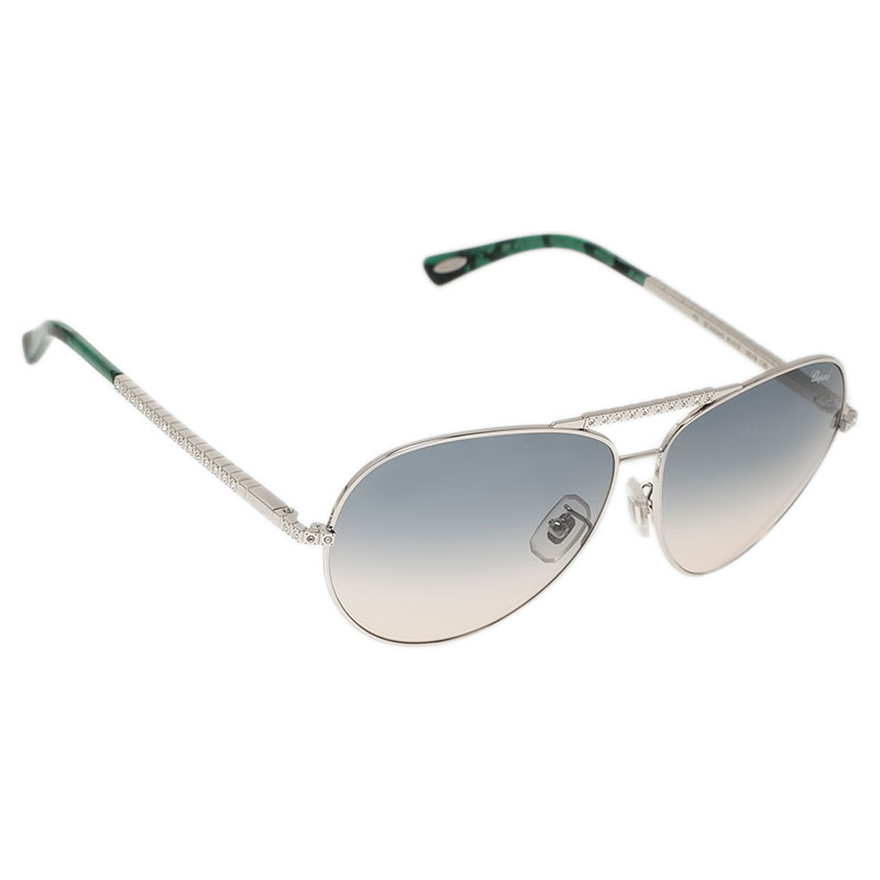 Pre Owned Chopard Green and Silver SCH934S Aviators