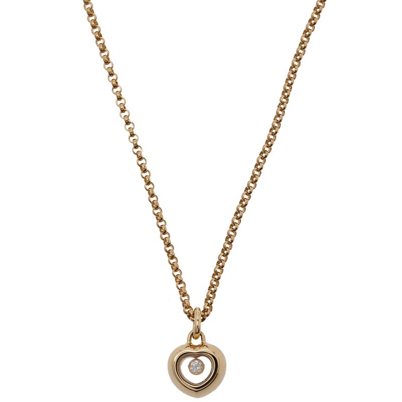 Pre Owned Chopard Miss Happy Yellow Gold And Diamond Pendant Necklace
