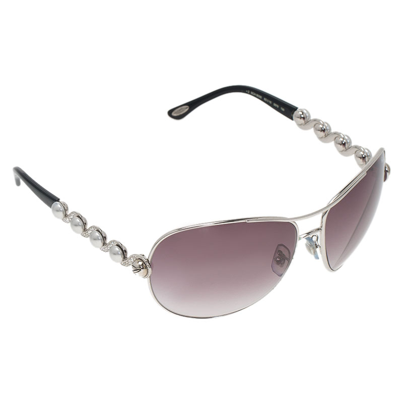 Chopard Silver Embellished Pearl Swirl SCH 803S Sunglasses Chopard