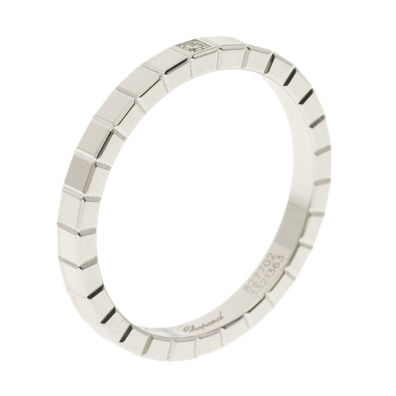 Chopard Ice Cube Diamond & 18k White Gold Band Ring Size 55