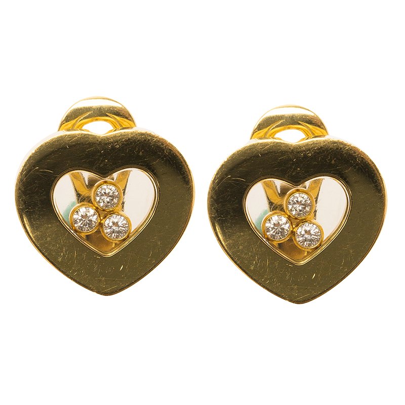 Chopard Happy Curves Diamonds & Yellow Gold Stud Earrings