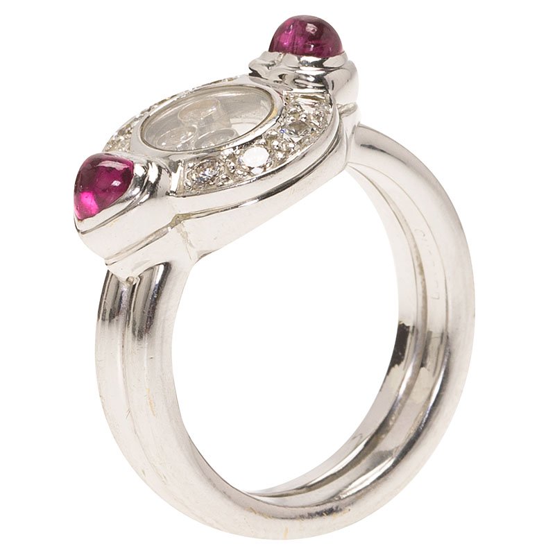Chopard Happy Diamonds Sapphire Diamond White Gold Ring Size 56