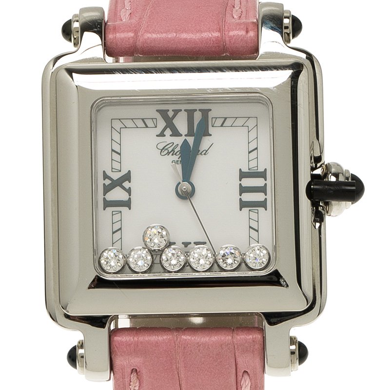 Chopard White Stainless Steel Happy Sport Women's Wristwatch 27MM