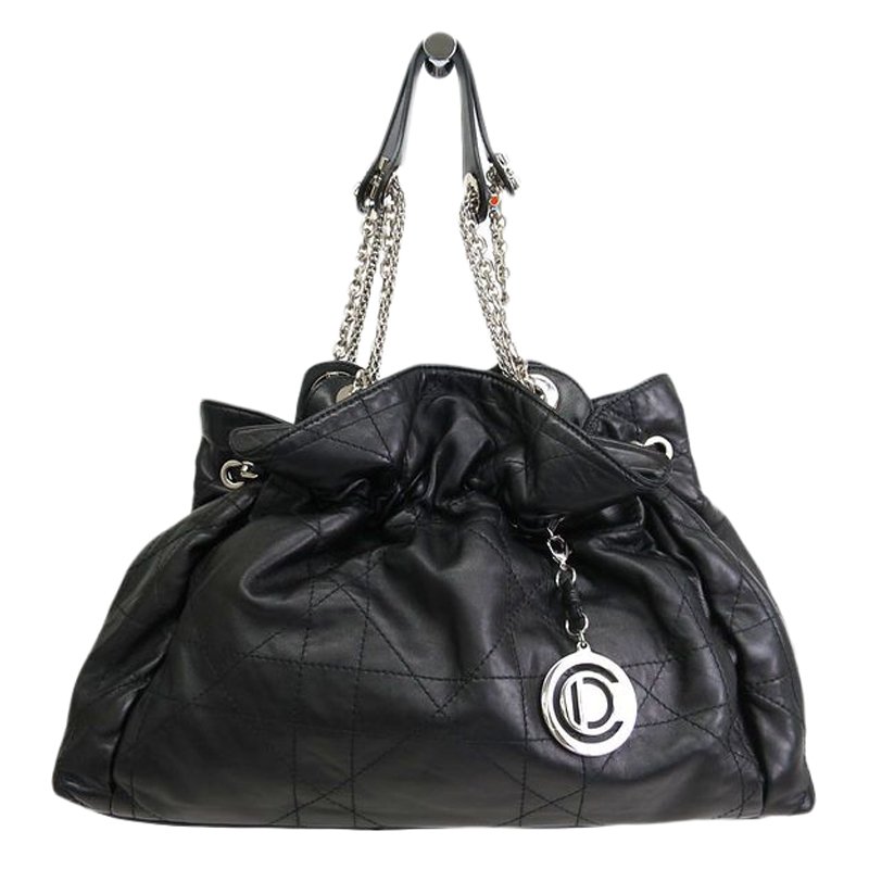 Pre Owned حقيبة ديور لو ترينتا جلد خروف أسود كاناج مبطن للكتف