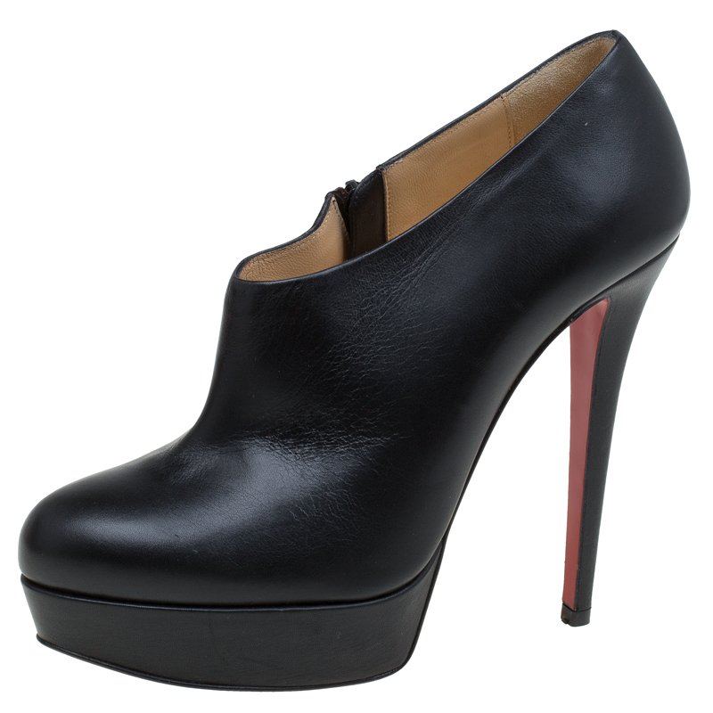 Pre Owned Christian Louboutin Black Leather Miss  Ankle Boots Size 39
