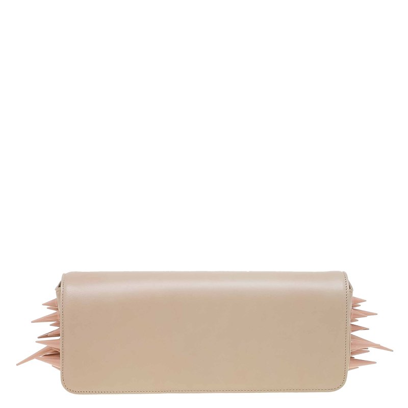 Christian Louboutin Beige Leather Marquise Spiked Clutch