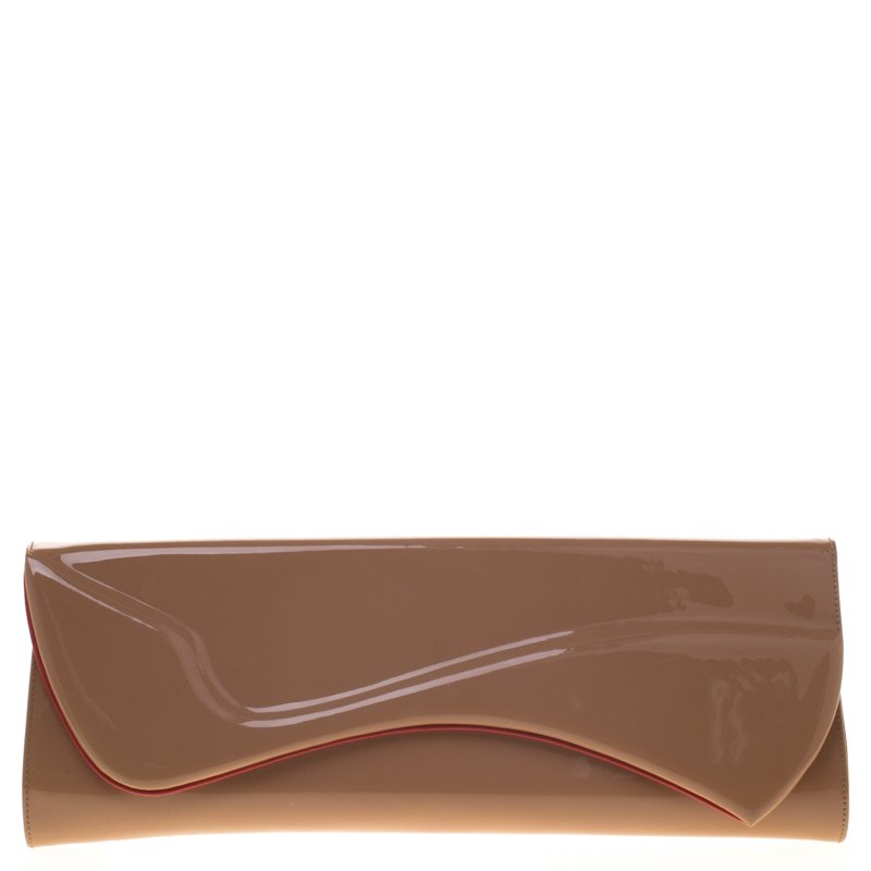 Christian Louboutin Beige Patent Leather Pigalle Clutch