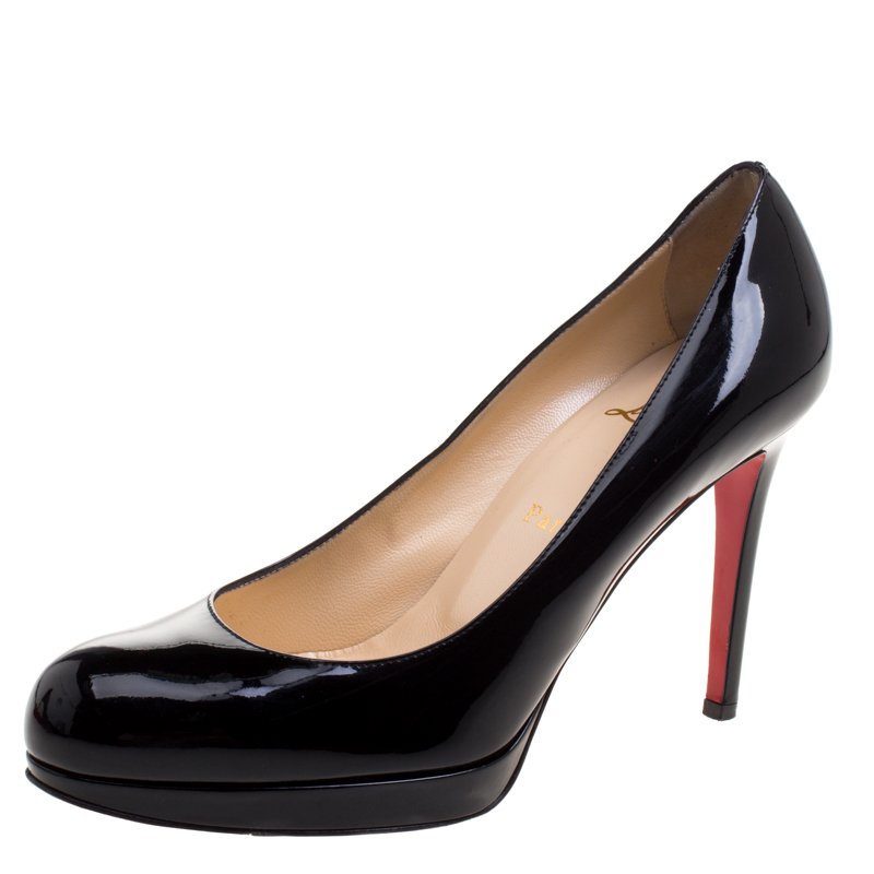Pre Owned Christian Louboutin Black Patent Leather New Simple Pumps Size 37