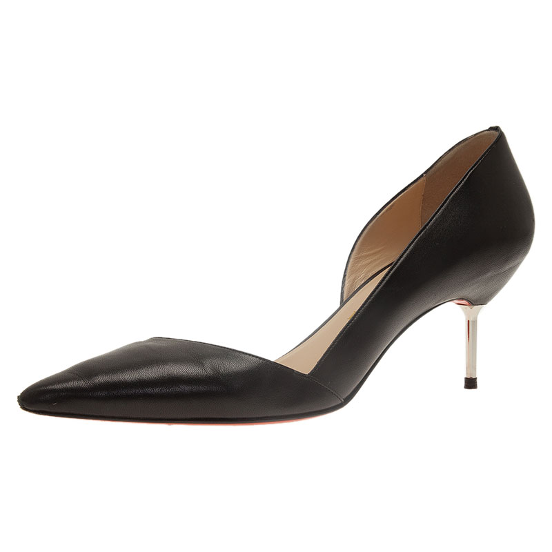 Pre Owned Christian Louboutin Black Leather Newton D'Orsay Pumps Size 40