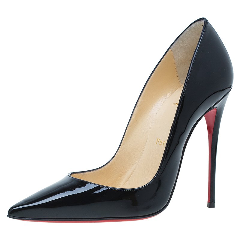 Pre Owned Christian Louboutin Black Patent Pigalle Pumps Size 36.5