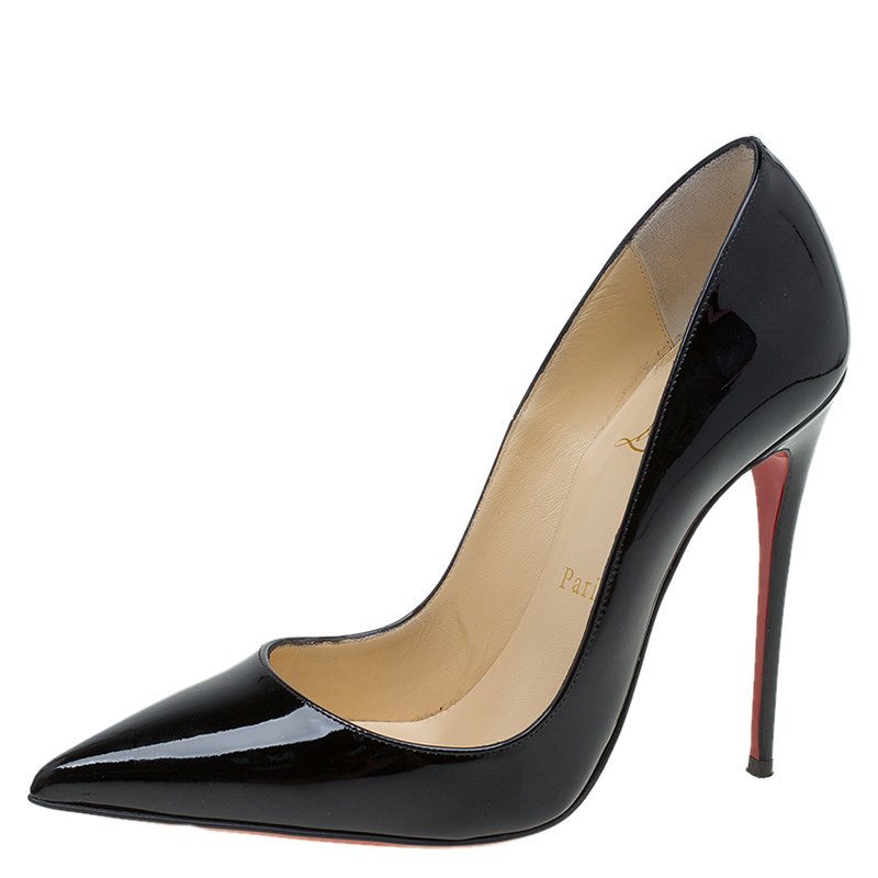 Pre Owned Christian Louboutin Black Patent So Kate Pumps Size 37
