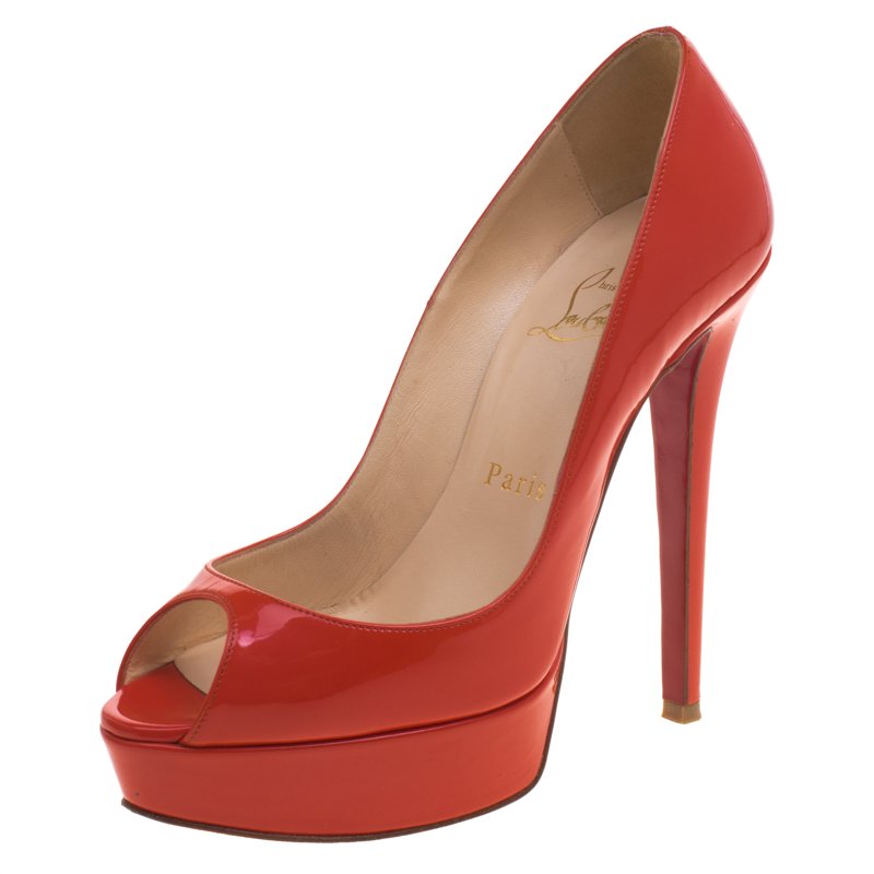 christian louboutin lady peep patent red sole pump